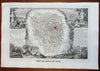 Department Seine et Oise Paris Versailles France 1856 Levasseur decorative map