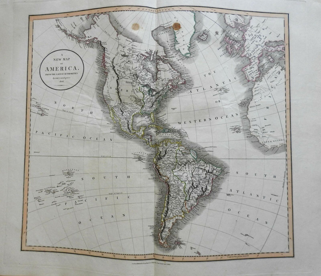 North & South America United States Canada New Spain Peru 1806 Cary folio map