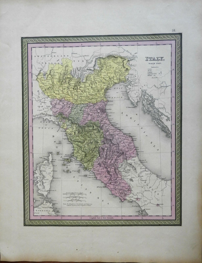 Italy Lombardy Parma Modena Tuscany Papal States Rome Venice 1846-9 Mitchell map