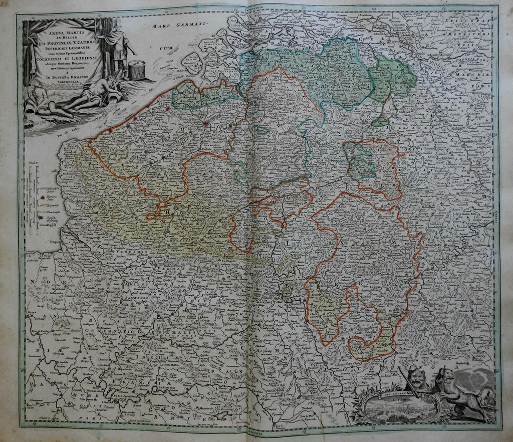 Belgium Austrian Netherlands Catholic Provinces 1740 Homann decorative folio map