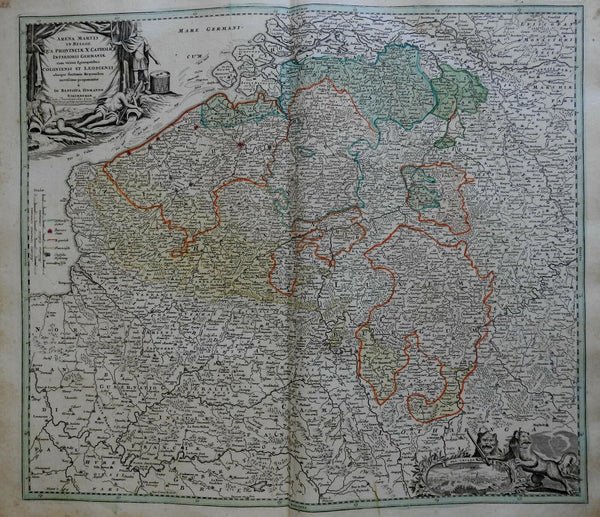 Belgium Austrian Netherlands Catholic Provinces 1740 Homann decorative folio map