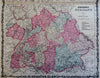 Germany Bavaria Westphalia Rhineland 1862 Johnson & Ward map Scarce Issue