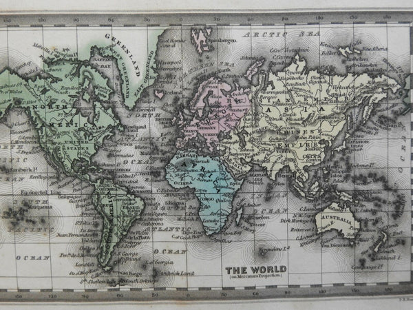 World Map on Mercator's Projection 1832 Carey & Lea miniature map