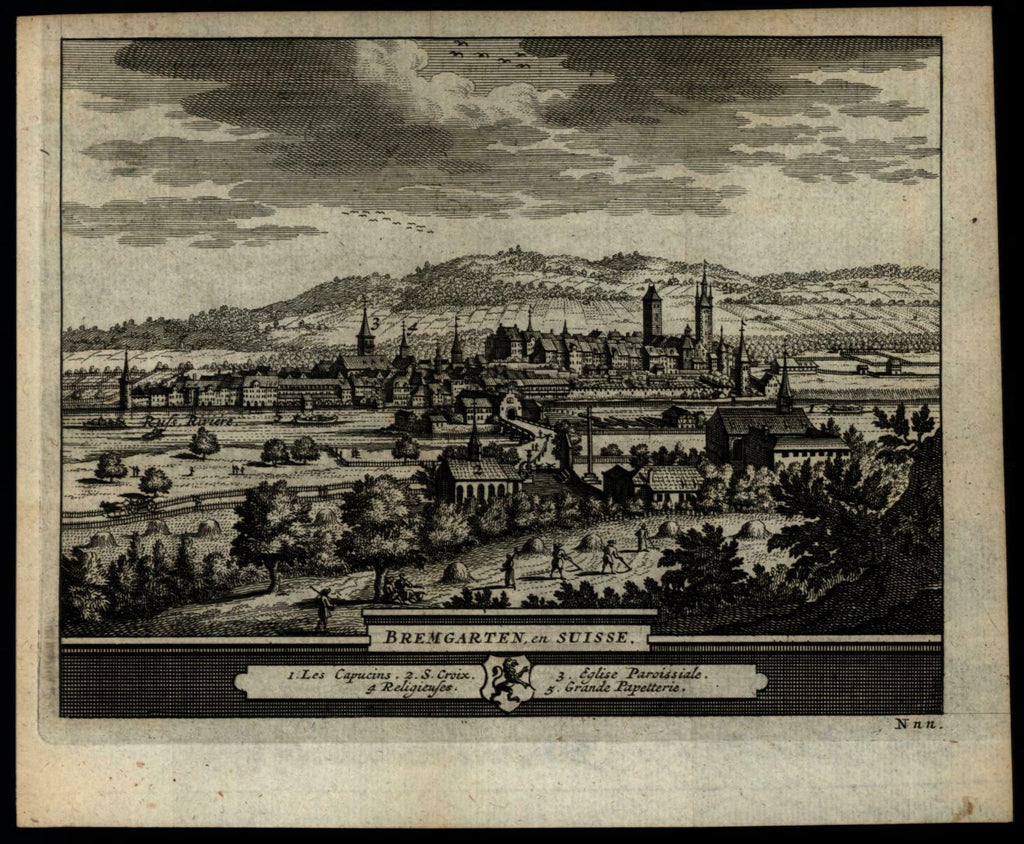 Bremgarten Switzerland c.1715-20, by Van der Aa old engraved city view