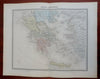 Ancient Greece Athens Sparta Corinth Delphi 1861 Tardieu large hand color map