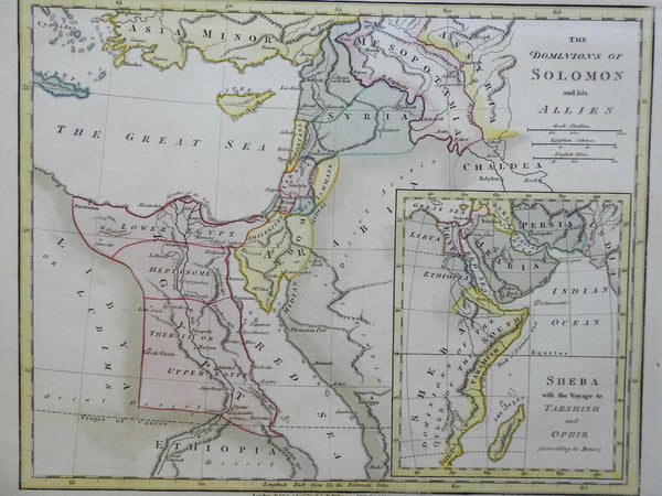 Kingdom of Solomon Israel & Judea Egypt Queen of Sheba 1798 historical map