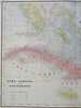 Caribbean Sea Cuba Jamaica Bahamas Havana 1887-90 Cram scarce large detailed map