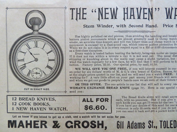 New Haven CT pocket watch maker c.1880's Maher & Crosh advertising handbill