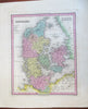 Kingdom of Denmark Copenhagen Aarhus Viborg Jylland Fyn 1836 Tanner map