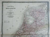 Netherlands Belgium Luxembourg c. 1850's Brue large detailed map hand color