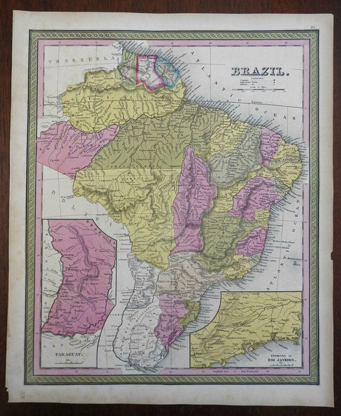 Empire of Brazil Paraguay Rio de Janeiro 1850 Cowperthwait map