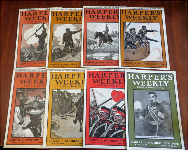 Russo-Japanese War 1904 Harper's Weekly Covers Lot x 8 Japanese Army Mutsuhito