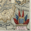 Arras northern France ancient city 1711 Foppins antique map city plan decorative