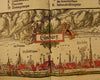 Luneberg Germany panoramic city view c.1550's old hand color print rare lovely