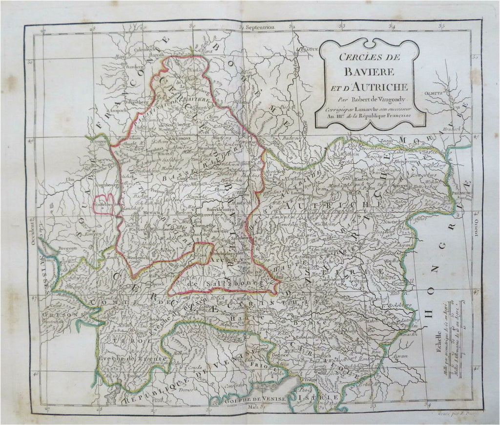 Austria & Bavaria Holy Roman Empire c.1795-1806 Vaugondy Delamarche engraved map