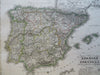 Spain & Portugal Madrid Barcelona Lisbon Seville 1855 Stulpnagel detailed map