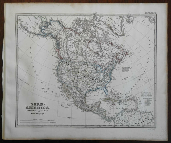 North America Canada United States Mexico Russian America Cuba 1867 Stieler map