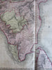 India southern portion c. 1850 large old engraved map beautiful hand color