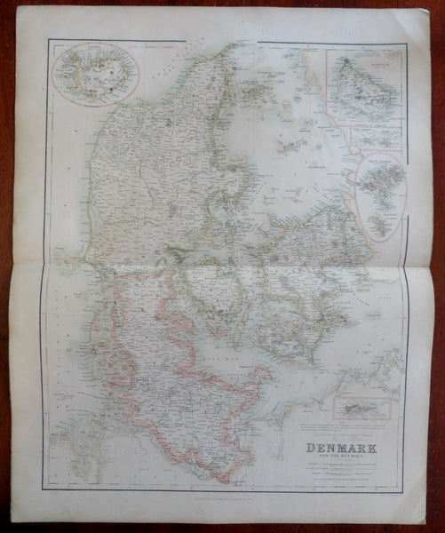 Kingdom of Denmark Copenhagen Sjaelland Jylland Iceland c. 1855-60 Fullarton map