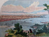 New York City Manhattan Landscape birdseye View c. 1850's hand colored print