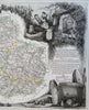 France Department Cote D'Or Dijon Namur Chatillion 1856 Levasseur decorative map