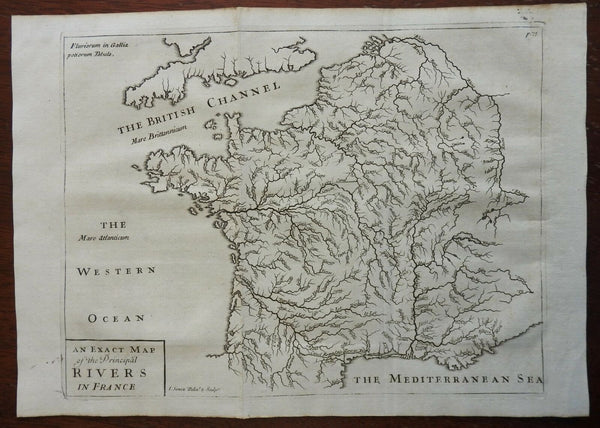 Rivers of France Seine Loire Rhine 1711 John Senex engraved map