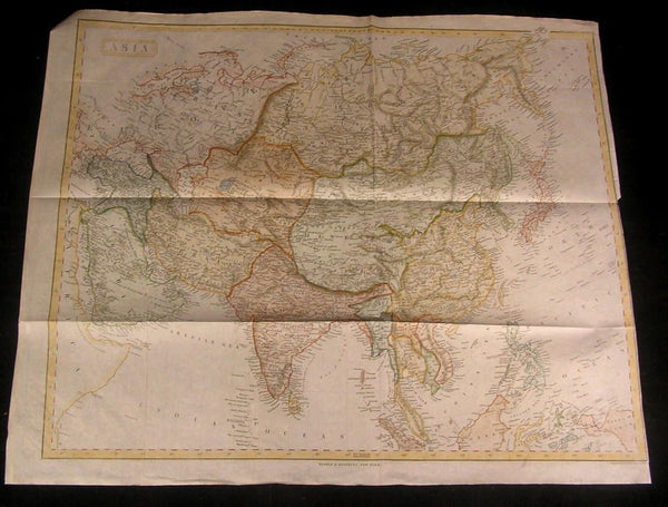 Asia 1845 Charles Copley rare large bond paper antique engraved hand color map