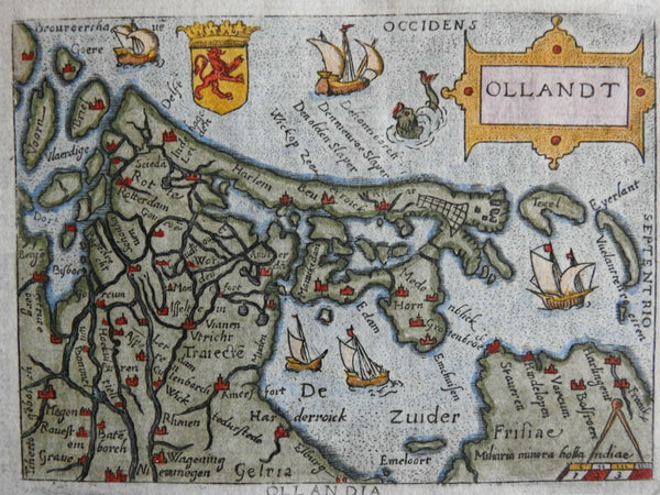 Holland Netherlands Nederland c. 1655 Ortelius Turrini rare miniature map