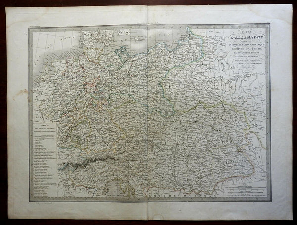 German Confederation Austrian Empire Bohemia Bavaria 1830 Lapie large folio map