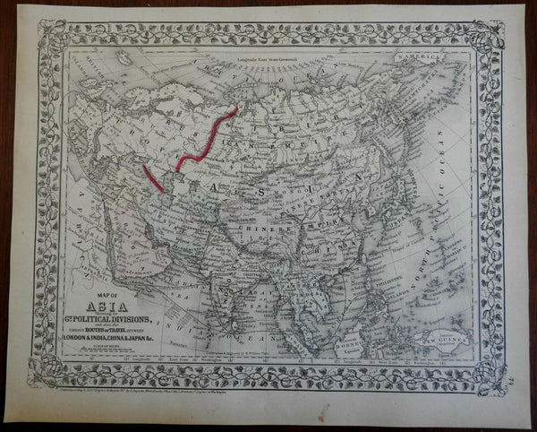 Asia Continent Ottoman Empire Arabia Persia China Japan Korea 1874 Mitchell map