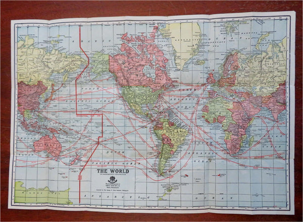 World Map on Mercator's Projection Interwar Years c. 1930's private promo map