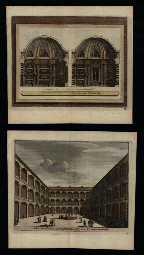 Spain El Escorial Espana 1715 Van der Aa lof of 4 miniature engraved prints