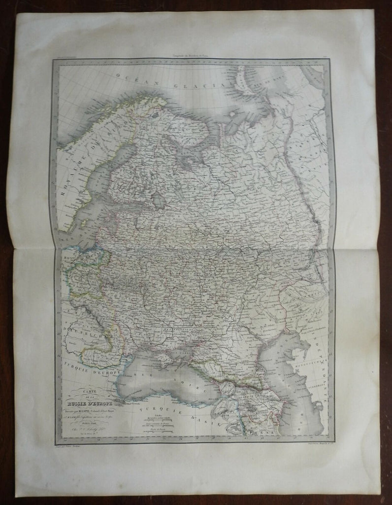 Russian Empire Muscovy Novgorod Moscow 1842 Brue large detailed map