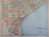 Texas State Map Houston Dallas El Paso Corpus Christi 1902 Cram 2 sheet map