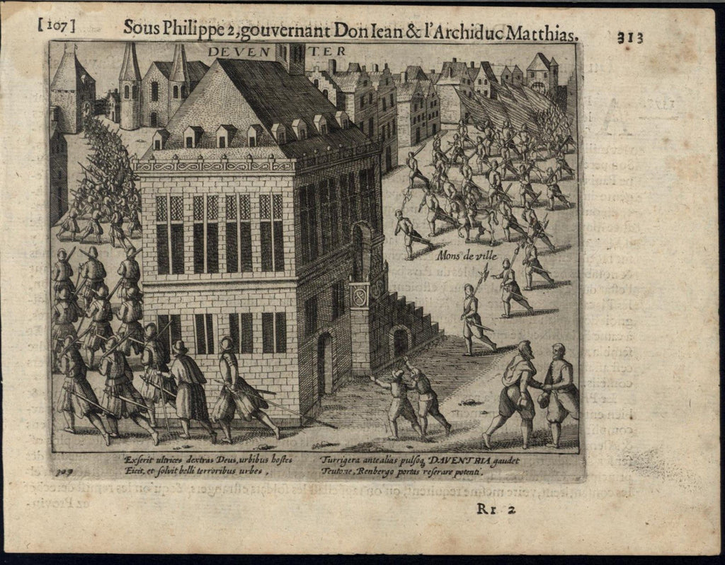 Spanish Forces Invade Deventer Muskets Dutch Revolt 1616 Europe rare view print
