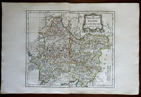 Holy Roman Empire Hapsburg Austria Bavaria Vienna 1780 Vaugondy engraved map