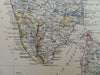 Southern India Sri Lana Madras Mysore Bombay 1865 Johnston large folio map