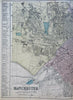 Manchester Northern England 1881 Edward Weller detailed city plan map