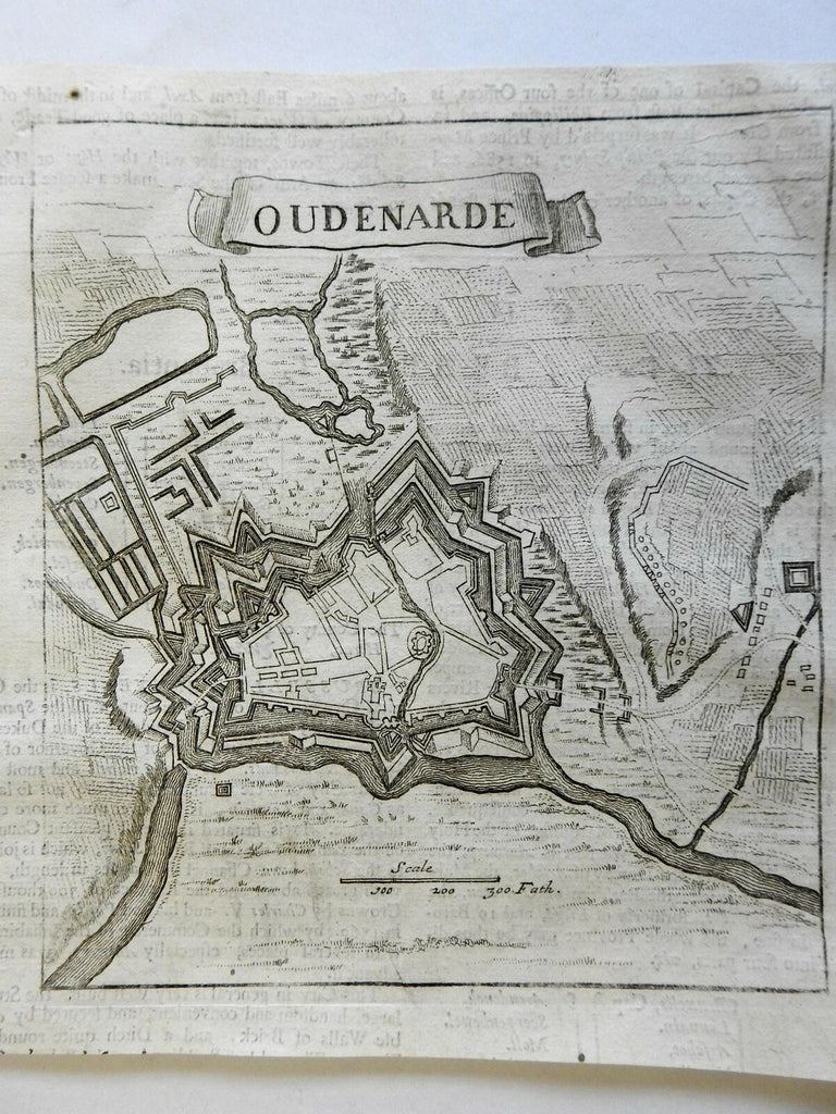 Oudenaarde Flanders Belgium city plan fortifications 1700's engraved city plan