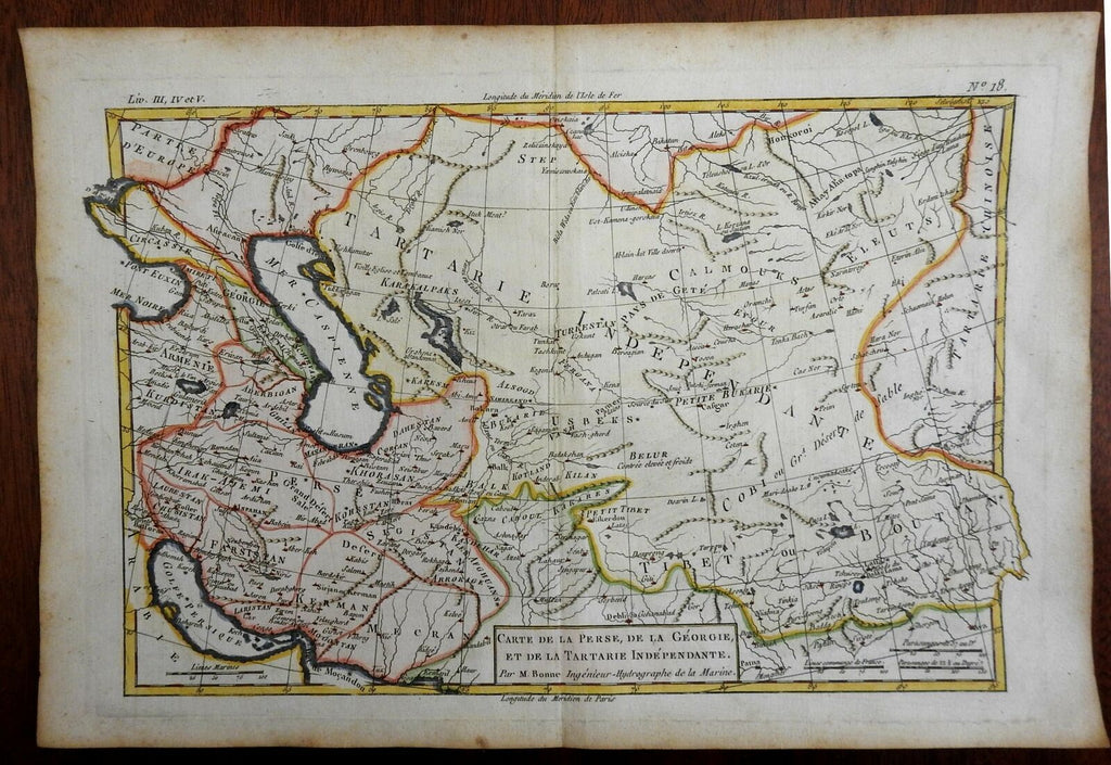 Persia Iran Caucasus Georgia Armenia Afghanistan 1780 Bonne engraved map