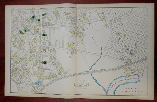 Everett Middlesex Mass. 1889 Walker detailed city plan map
