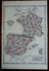 France Spain Portugal Balearic Islands 1862 Johnson & Ward map Scarce Issue