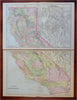 California Los Angeles San Francisco Sacramento 1888 Cram large 2 sheet map