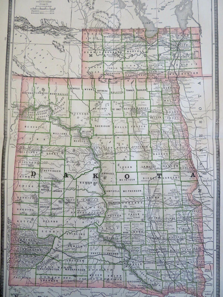 Dakota Territory North & South Dakota  1886 Map