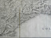 Kingdom of Piedmont c. 1850 detailed topographical map Alessandria Genoa Savoy