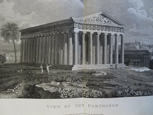 Parthenon Athenian Temple Acropolis Landscape View 1805 Mawman engraved print