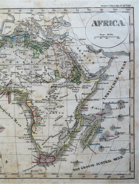 African Continent Egypt Cape Colony Madagascar Sahara 1843 Stieler engraved map