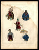 Five Varieties of the Human Race 1835 Bradford costume print ethnic view