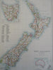 New Zealand Tasmania Pacific 1890 scarce folio Scribner-Black map