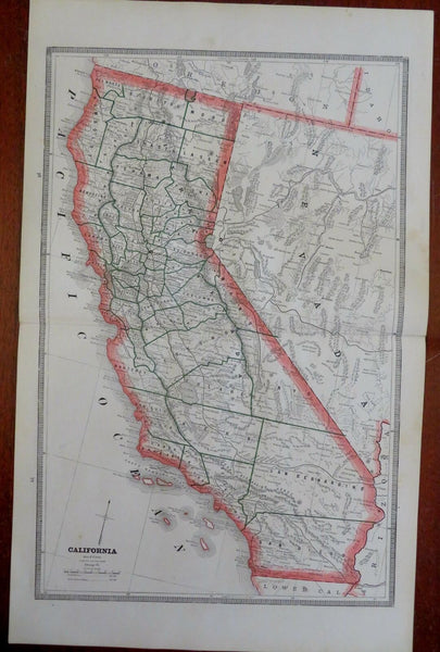 California Sacramento San Francisco Los Angeles 1884 Cram detailed state map